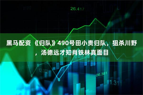 黑马配资 《归队》490号田小贵归队，狙杀川野，汤德远才知肖铁林真面目