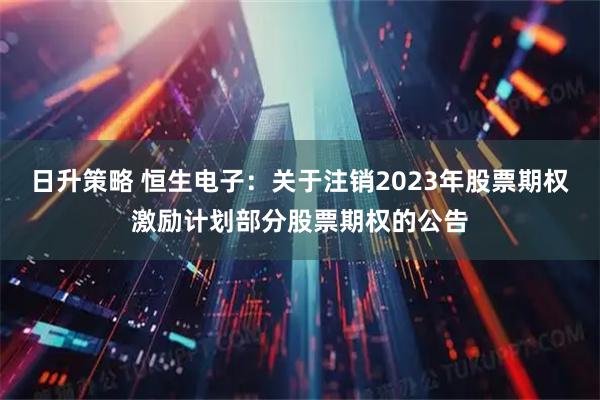 日升策略 恒生电子：关于注销2023年股票期权激励计划部分股票期权的公告