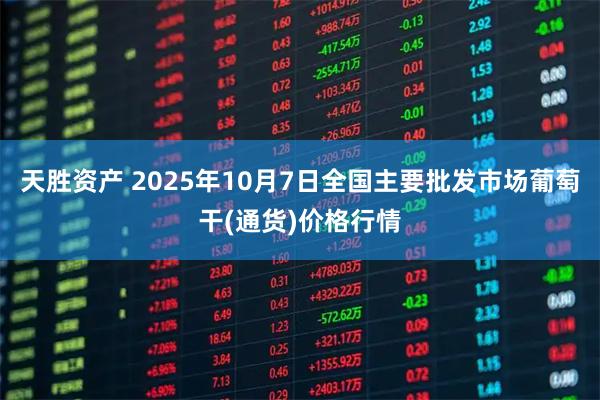 天胜资产 2025年10月7日全国主要批发市场葡萄干(通货)价格行情