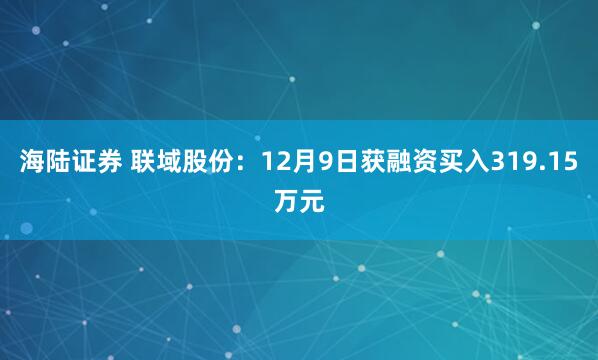 海陆证券 联域股份：12月9日获融资买入319.15万元