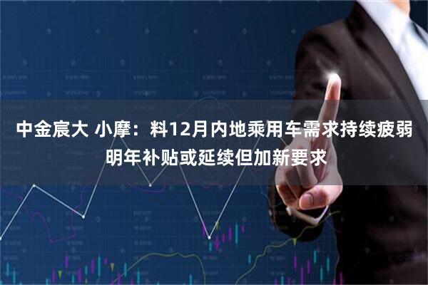 中金宸大 小摩：料12月内地乘用车需求持续疲弱 明年补贴或延续但加新要求